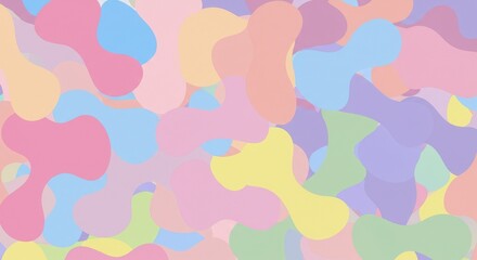 Pastel Organic Shapes: An abstract composition of soft pastel colors forming organic, flowing shapes.  The design is playful and visually appealing, perfect for a variety of applications.