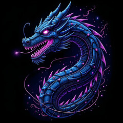 A futuristic and glowing illustration of a dragon composed entirely of electronic circuits, IA generative