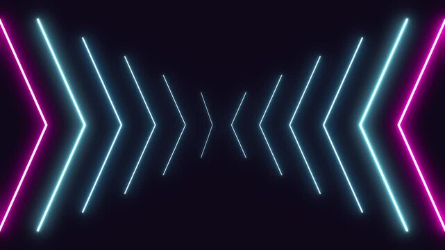 Abstract Glowing Neon Line Arrows Loop