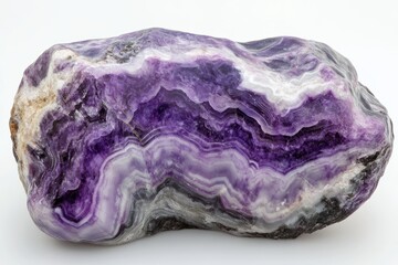 Fototapeta premium Swirling deep purple and white charoite stone in realistic style