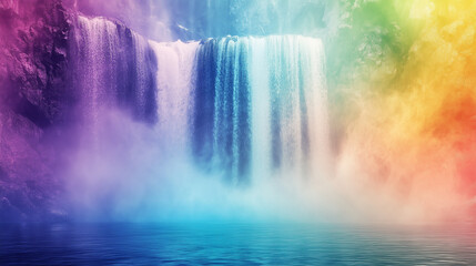 Magical glitter waterfall cascading down glowing rocks