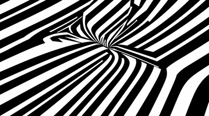 A dramatic seamless pattern featuring bold black and white stripes with sharp edges, creating an optical illusion, in a bold graphic design style.