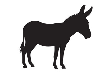 Fototapeta premium Donkey silhouette vector illustration with detailed features