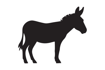 Fototapeta premium Donkey silhouette vector illustration with detailed features