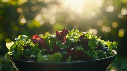 Fresh Green Salad Bowl Sunlight Garden