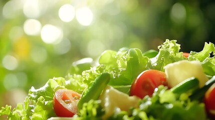 Fresh Green Salad with Tomatoes and Cheese