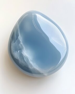Smooth pale blue chalcedony evoking calmness in realistic raw style