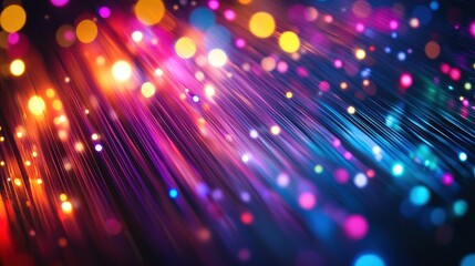 Fototapeta premium Vibrant streaks of light, bokeh effect, colorful. Ideal for celebratory, energetic, or tech designs.