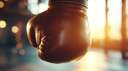 A Close Up Of A Brown Leather Boxing Glove