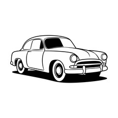 Obraz premium Vintage Car Line Art Illustration
