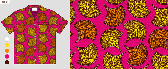 Elegant African tribal seamless floral pattern with abstract leaves for shirt mockups, traditional textile art, and fashion fabric, luxury vector design for screen printing, not AI-generated