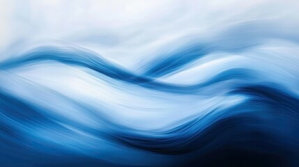 Fototapeta premium Serene Blue Abstract Waves in Soft Motion, Capturing the Essence of Calmness and Tranquility in a Fluid Artistic Expression of Nature and Flowing Water