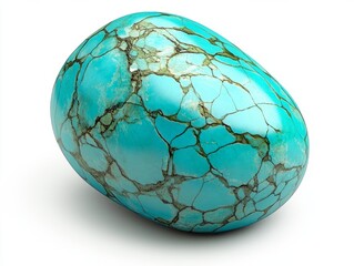 Smooth cabochon cut turquoise with vibrant blue and green veins