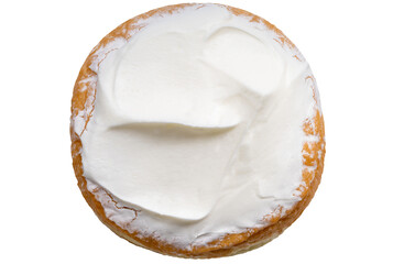 Donuts with cream filling and milk cream on top on White background, Cream Donut isolate on white background PNG File.