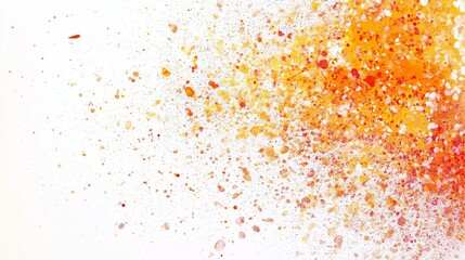 Vibrant burst of orange and red paint on white canvas