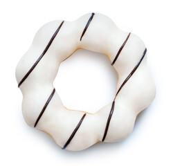 Donuts dough with white chocolate on top on White background, Donut isolate on white background with clipping path.
