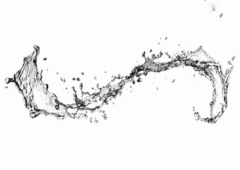 3d illustration of flowing waves and splashes of water on white background with text space