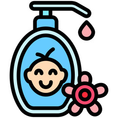 Baby Lotion lineal flat color icon, use for UI, UX, app and web development, digital or print. for beauty, personal care, body treatment.