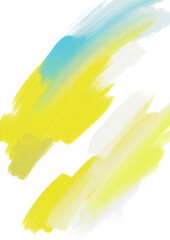 黄色のグラデーションと水色の勢いのあるかすれたあしらい油絵テクスチャー素材