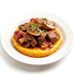 Golden polenta rounds served