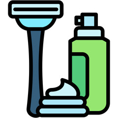 Shave Cream lineal flat color icon, use for UI, UX, app and web development, digital or print. for beauty, personal care, body treatment.