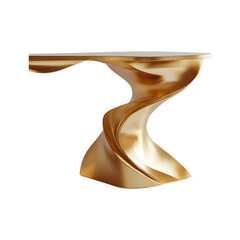 Curved Gold Accent Console Table on transparent background