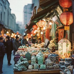 Bustling Market Scene in Beijing with Vibrant Vendors