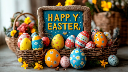easter eggs in basket