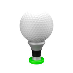3d icon render golf ball on tee