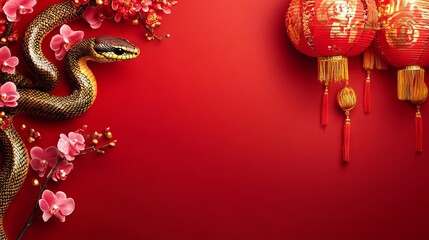 chinese new year wood snake for story background. lunar new year for background. Chinese New Year greeting background

