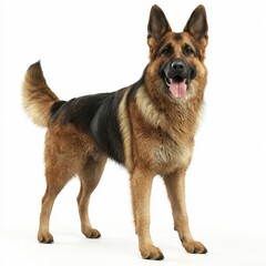 Hyper-Realistic German Shepherd Standing on White Background