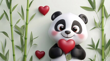 Naklejka premium panda with heart