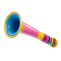 A colorful party vuvuzela horn, cut out. Isolated on transparent or white background