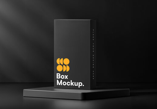 Box Mockup on Dark Platform Mockup