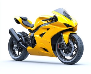 Fototapeta premium Yellow modern sports motorcycle isolated on white background, detailed vector illustration with high-resolution design.
