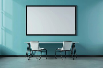 Clear Pixel Visual of Workplace Whiteboard Illustration 3D