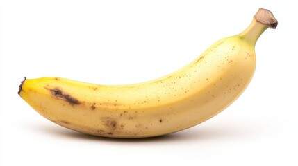 A single, perfectly ripe banana with golden-yellow skin, Its curved shape inviting a taste of tropical sweetness