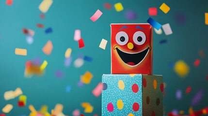 Joyous Jack-in-the-Box with colorful confetti surrounding it in an April Fool's Day moment