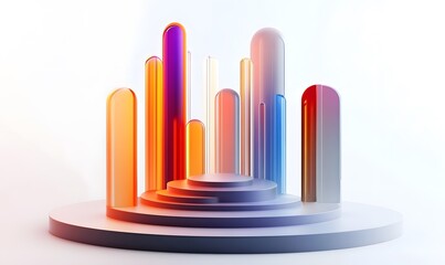 Obraz premium Colorful glass columns stage product display
