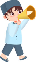 Illustration of a child in the month of Ramadan