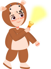 Illustration of a child in an animal costume