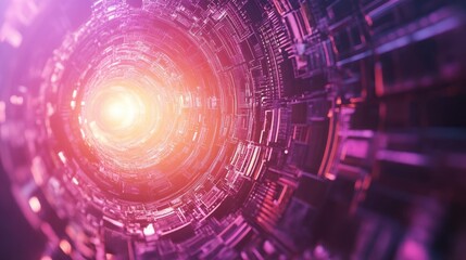 Obraz premium Abstract Digital Tunnel Of Light And Data Streams