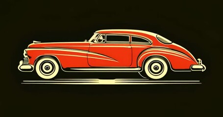 Vintage red car illustration with sleek design on dark background - Powered by Adobe