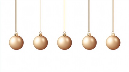 Golden Christmas Balls Decoration Hanging Wide Angle Image