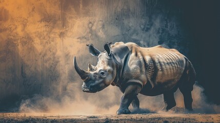 Fototapeta premium Rhino is a protected animal, AI generated image