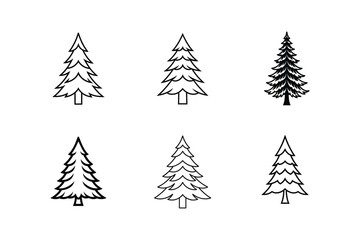 Fototapeta premium evergreen tree icon vector line art illustration