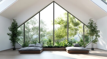 Serene Minimalist Loft with Panoramic Garden View