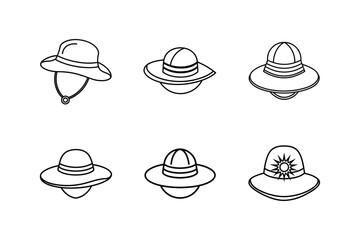 sun hat vector line art illustration