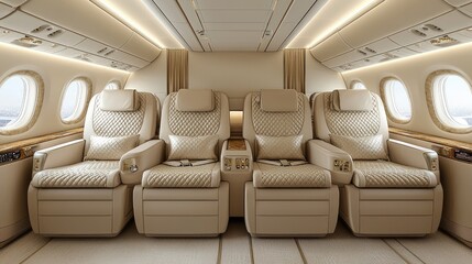Luxurious Private Jet Cabin Interior Seating Arrangement