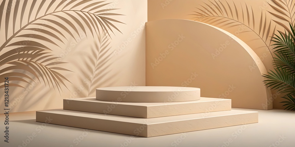 Poster A model of a stage with a palm tree in the background
